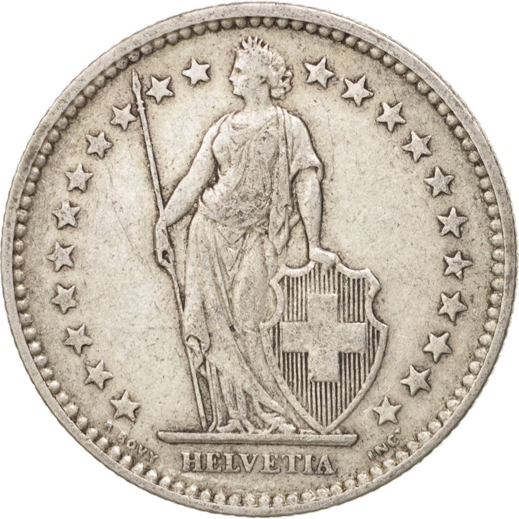 Svizzera, 2 Francs, 1907, Bern, MB+, Argento, KM:21