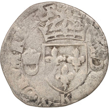 France, Henri II, Douzain aux croissants, 1551, Bordeaux, VG(8-10), Billon