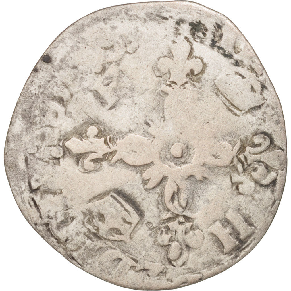 France, Henri II, Douzain aux croissants, 1551, Bordeaux, VG(8-10), Billon