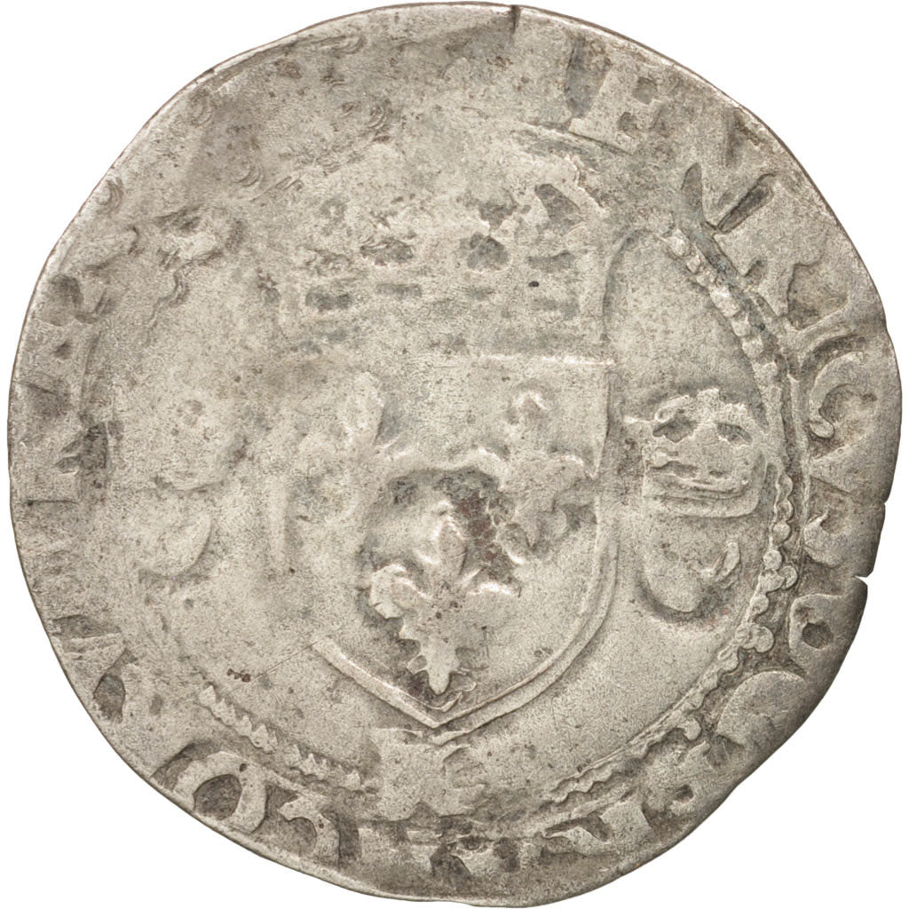 France, Henri II, Douzain aux croissants, 1551, Bordeaux, VF(20-25), Billon