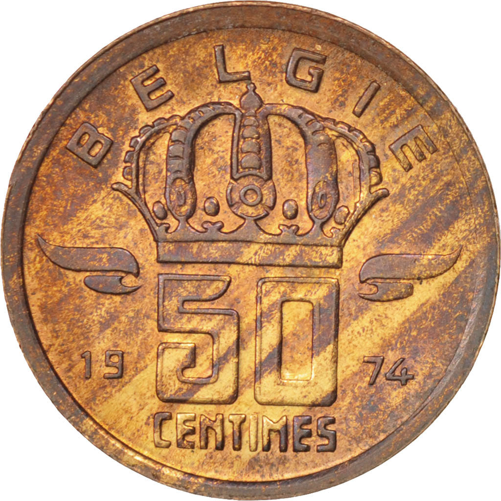 Coin, Belgium, Baudouin I, 50 Centimes, 1974, Brussels, AU(55-58), Bronze