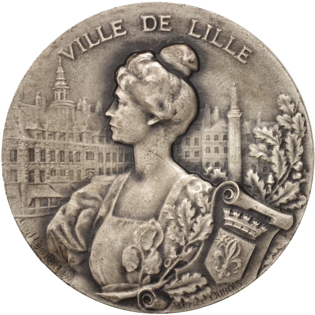 France, Medal, Ville de Lille, History, 1945, Dubois.A, AU(50-53), Silver, 36