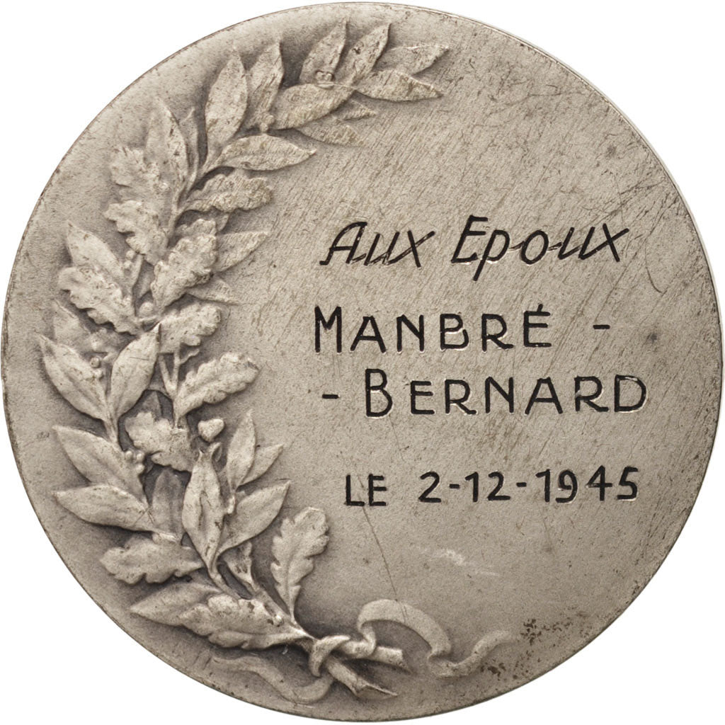 France, Medal, Ville de Lille, History, 1945, Dubois.A, AU(50-53), Silver, 36