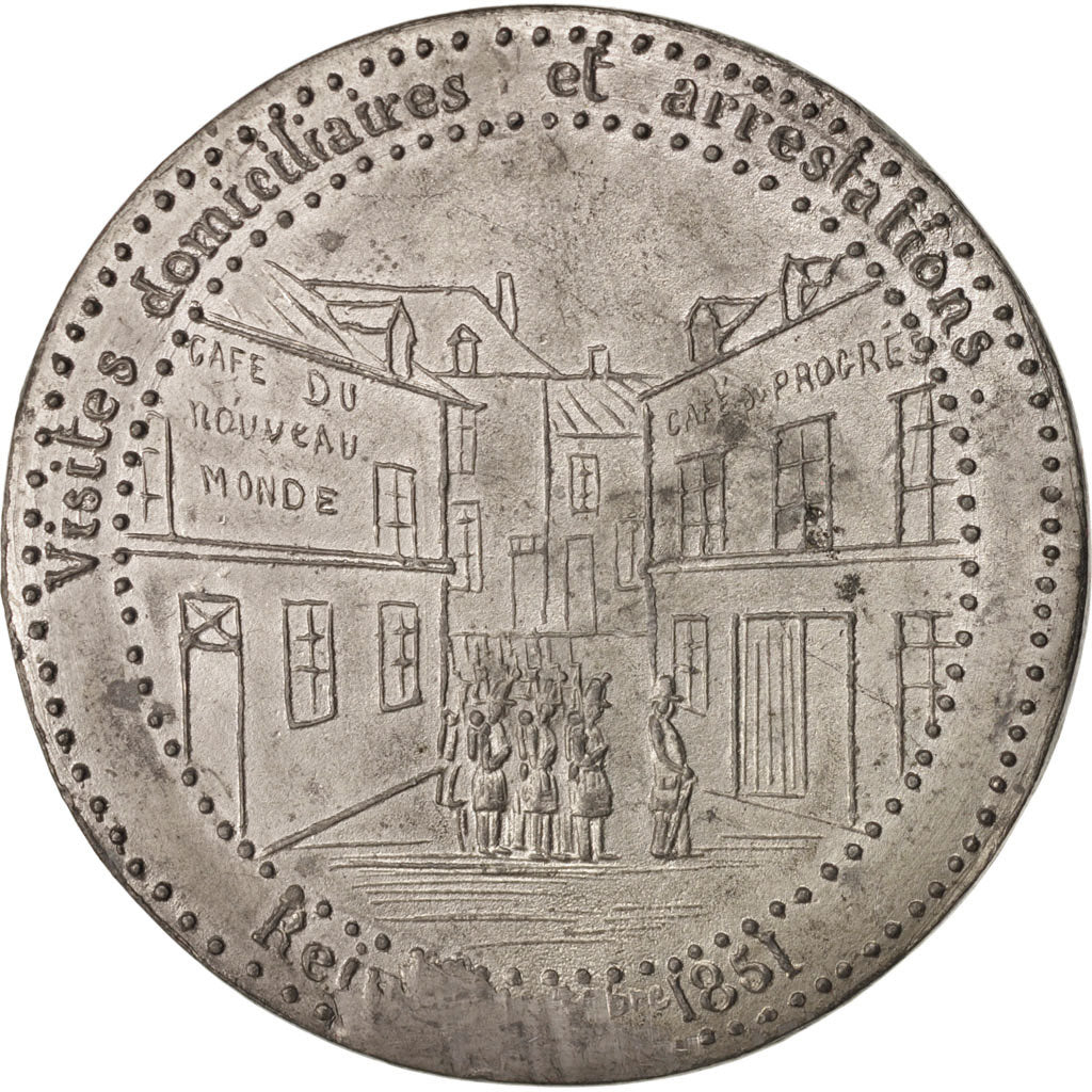 France, Medal, Ville de Reims, Arrestation de Bressy, History, 1851, TTB+, Tin