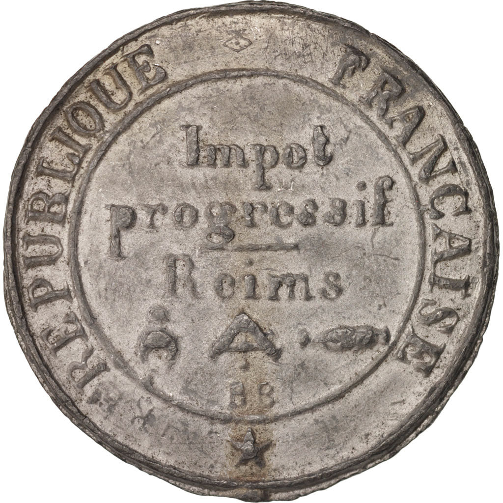 France, Medal, Ville de Reims, Impôt progressif, History, 1848, EF(40-45)
