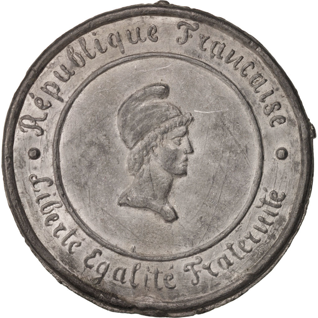 France, Medal, Ville de Reims, Ateliers communaux, History, 1848, AU(50-53), Tin