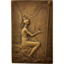 France, Medal, Joueuse de harpe, Arts & Culture, Delpech, AU(55-58), Bronze