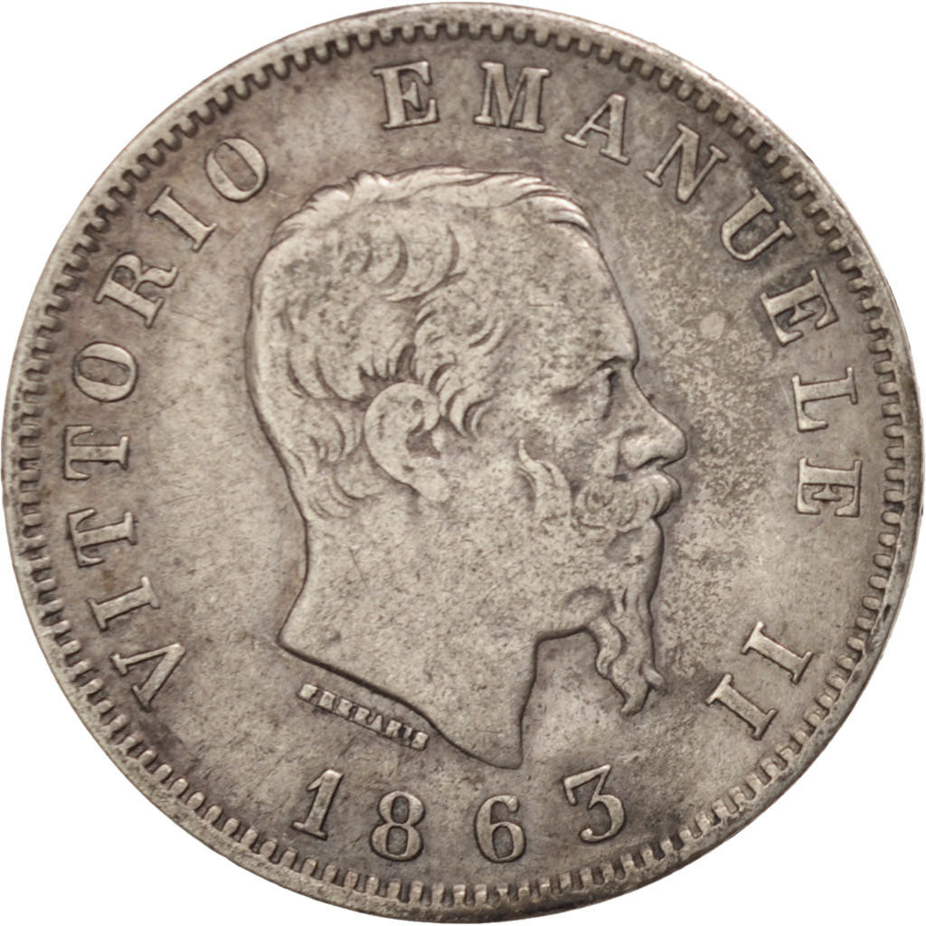 Italia, Vittorio Emanuele II, Lira, 1863, Milan, MB+, Argento, KM:5a.1