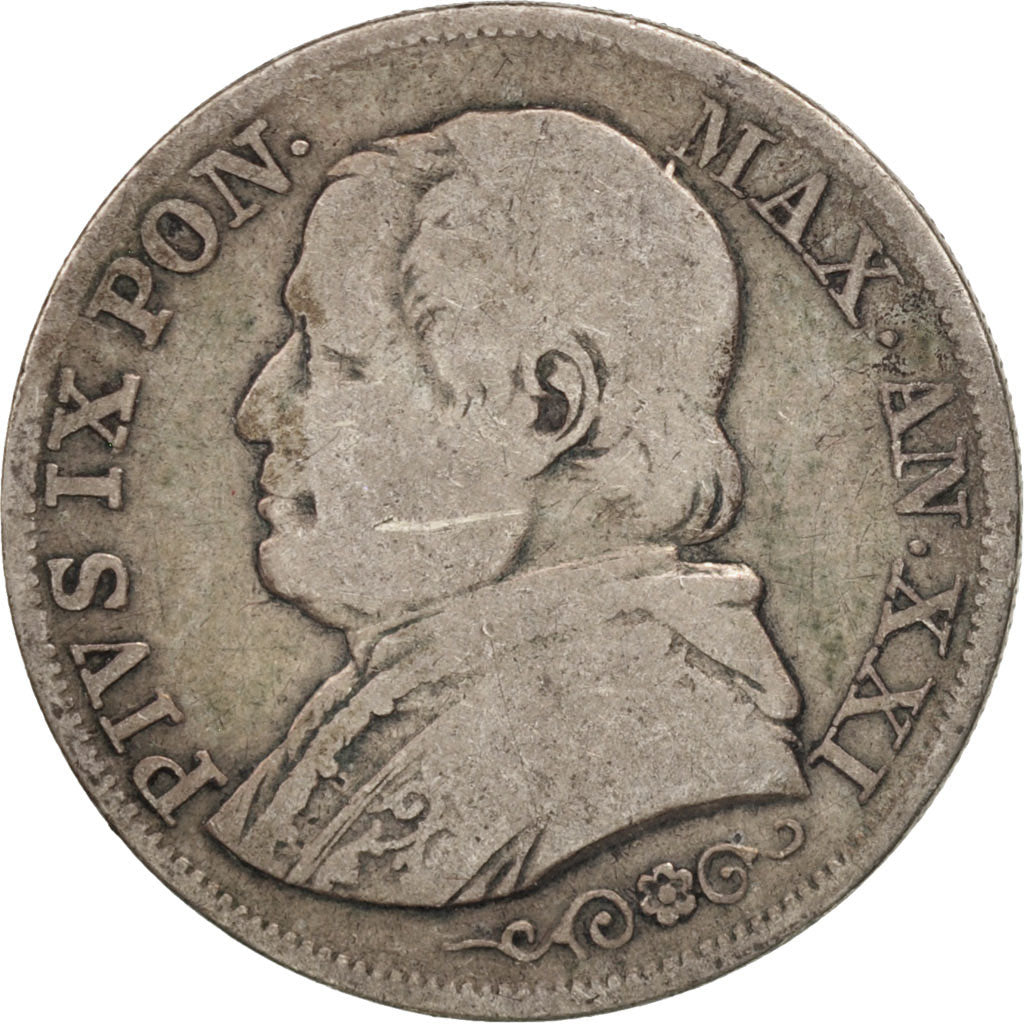 Münze, Italien Staaten, PAPAL STATES, Pius IX, Lira, 1866, Rome, S, Silber
