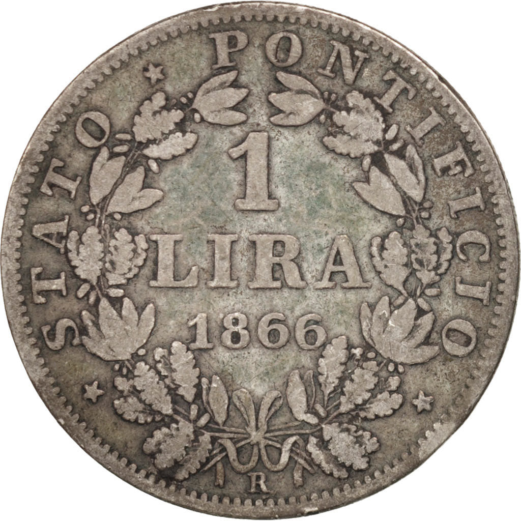 Münze, Italien Staaten, PAPAL STATES, Pius IX, Lira, 1866, Rome, S, Silber