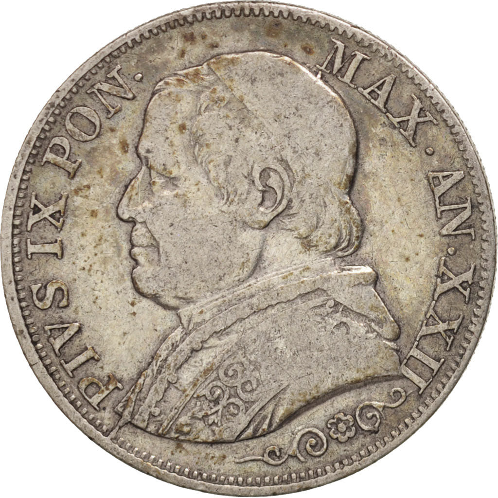 Moneta, DEPARTAMENTY WŁOSKIE, PAPAL STATES, Pius IX, Lira, 1868, Rome
