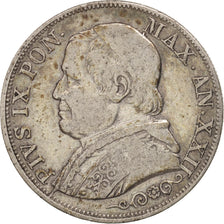 Münze, Italien Staaten, PAPAL STATES, Pius IX, Lira, 1868, Rome, SS, Silber
