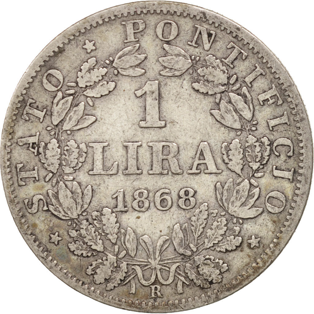 Moneta, DEPARTAMENTY WŁOSKIE, PAPAL STATES, Pius IX, Lira, 1868, Rome