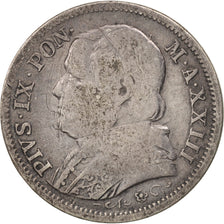 ITALIAN STATES, PAPAL STATES, Pius IX, Lira, 1869, Rome, VF(20-25), Silver