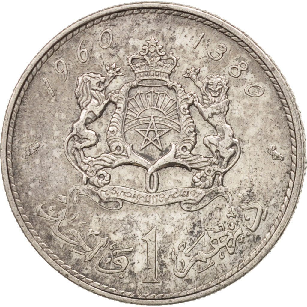 Morocco, Mohammed V, Dirham, 1960, Paris, AU(50-53), Silver, KM:55