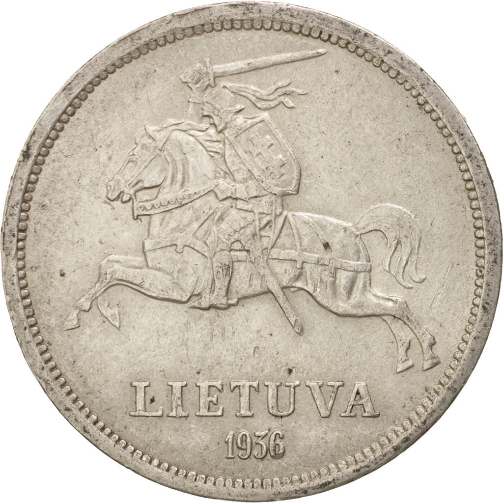 Lithuania, 5 Litai, 1936, AU(50-53), Silver, KM:82