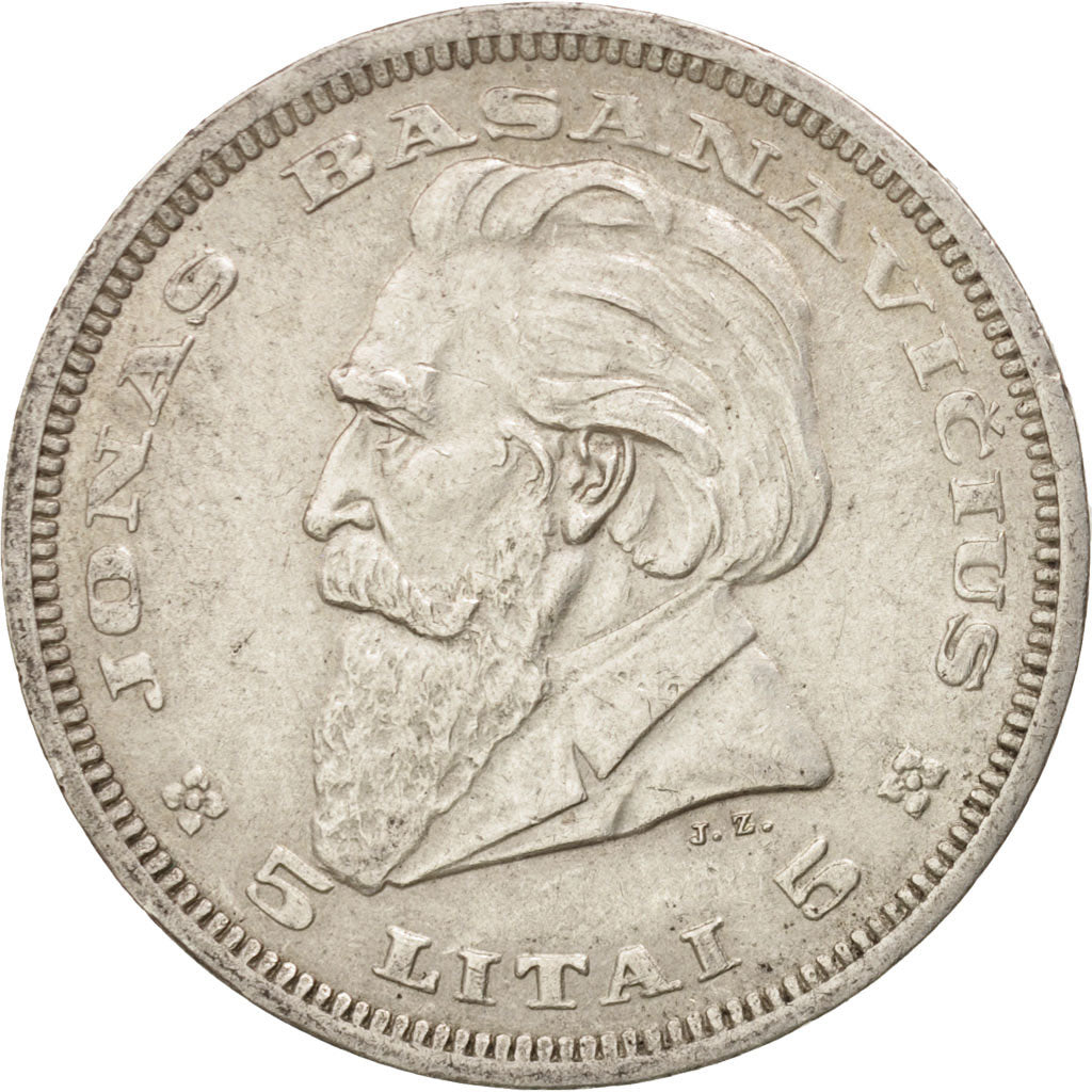 Lithuania, 5 Litai, 1936, AU(50-53), Silver, KM:82