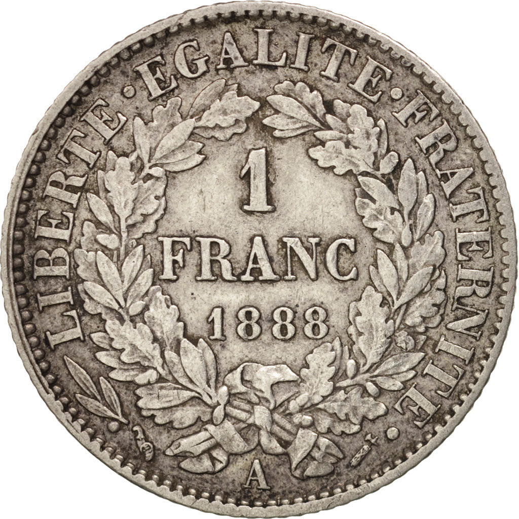 Monnaie, France, Cérès, Franc, 1888, Paris, TTB+, Argent, KM:822.1