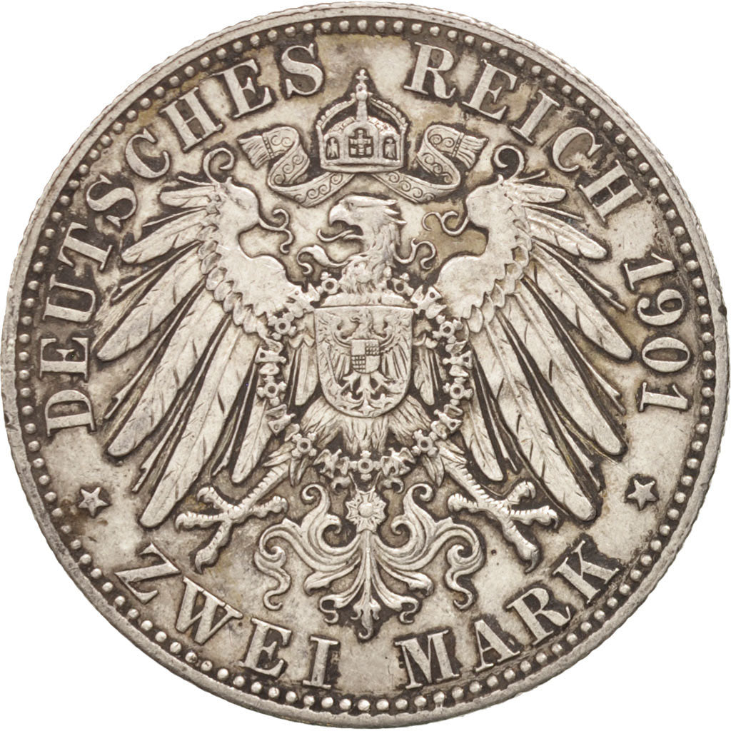 German States, PRUSSIA, Wilhelm II, 2 Mark, 1901, Berlin, AU(50-53), Silver