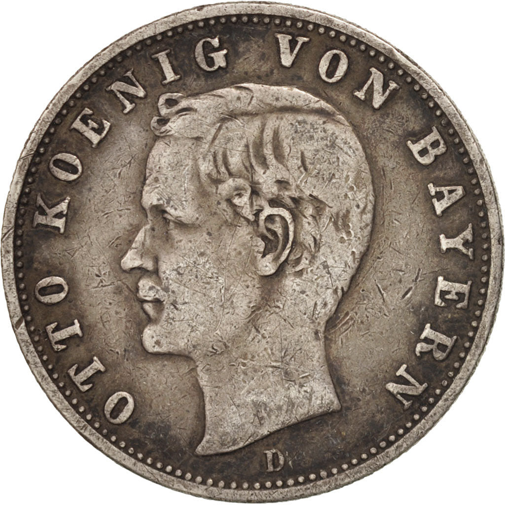 German States, BAVARIA, Otto, 2 Mark, 1905, Munich, VF(30-35), Silver, KM:913