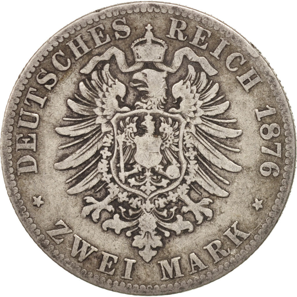 Coin, German States, PRUSSIA, Wilhelm I, 2 Mark, 1876, VF(30-35), Silver, KM:506