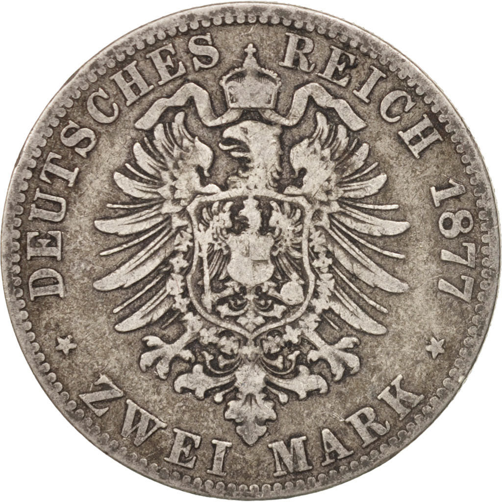 Coin, German States, PRUSSIA, Wilhelm I, 2 Mark, 1877, Berlin, VF(30-35)