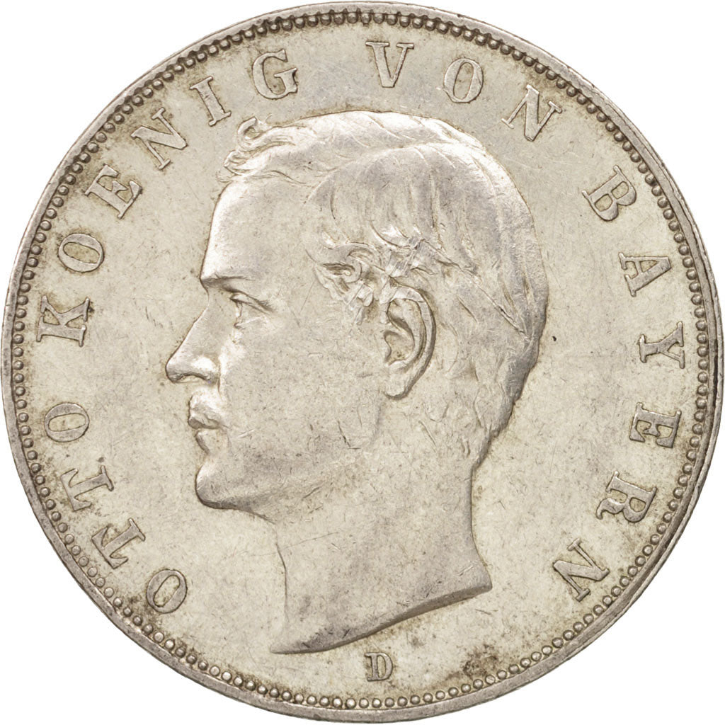 Coin, German States, BAVARIA, Otto, 3 Mark, 1913, Munich, AU(55-58), Silver