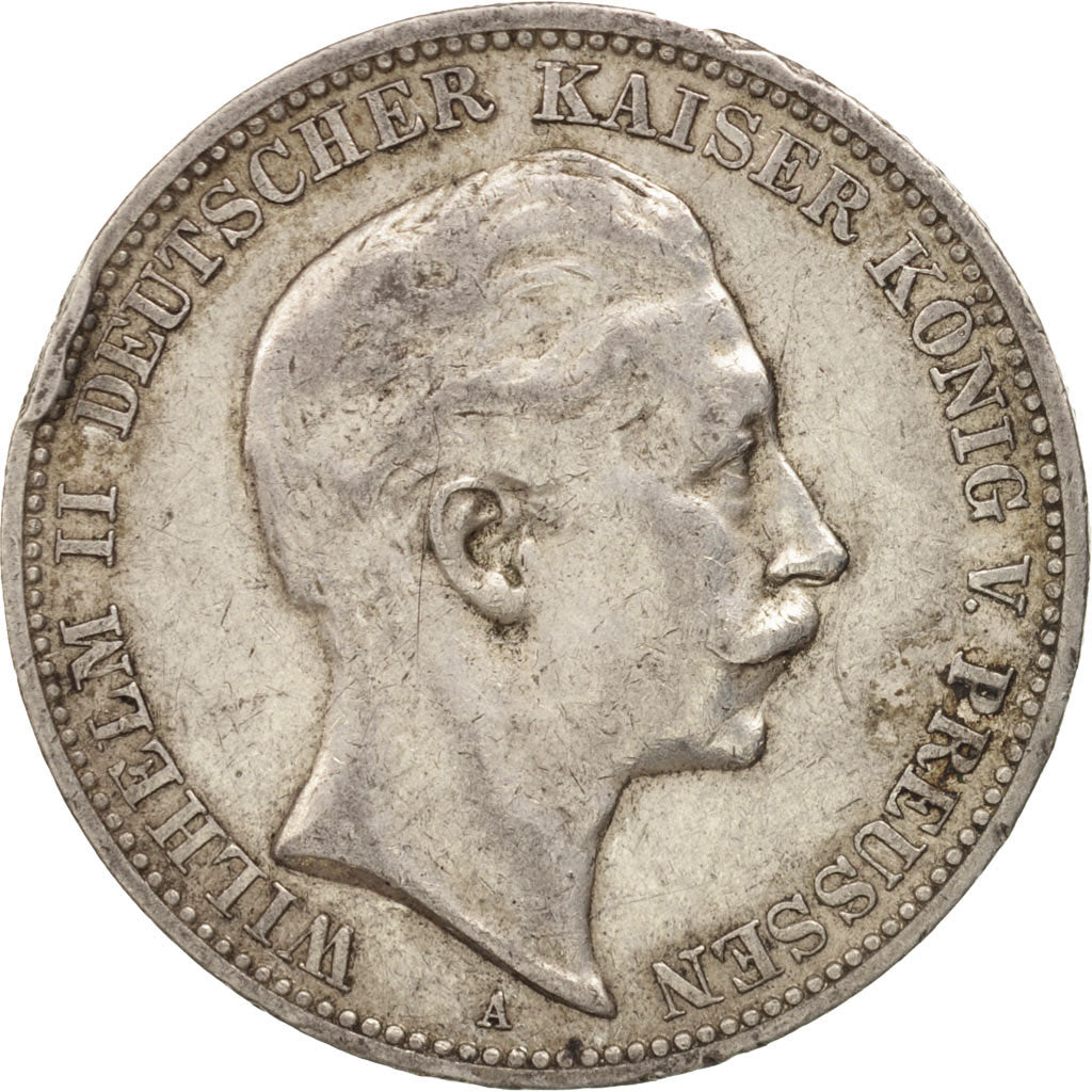 Coin, German States, PRUSSIA, Wilhelm II, 3 Mark, 1910, Berlin, VF(30-35)