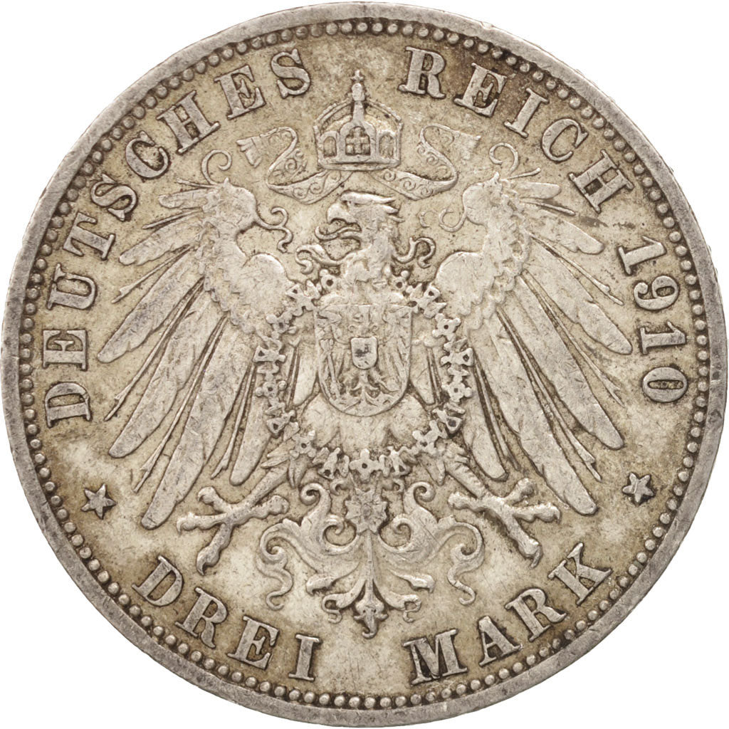 Coin, German States, PRUSSIA, Wilhelm II, 3 Mark, 1910, Berlin, EF(40-45)