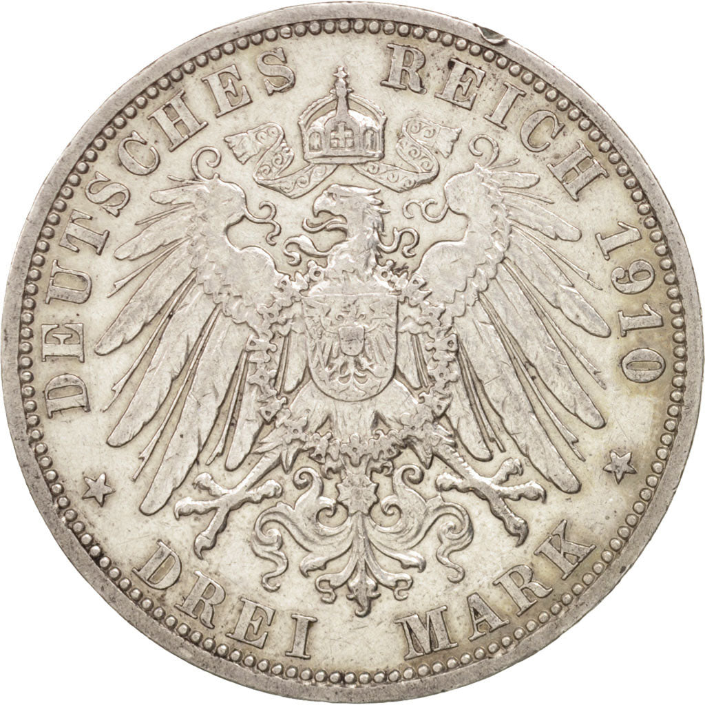 Coin, German States, PRUSSIA, Wilhelm II, 3 Mark, 1910, Berlin, AU(50-53)