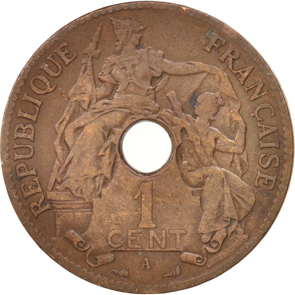 FRENCH INDO-CHINA, Cent, 1903, Paris, EF(40-45), Bronze, KM:8, Lecompte:59