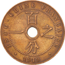 Moneda, INDOCHINA FRANCESA, Cent, 1919, Paris, MBC+, Bronce, KM:12.1