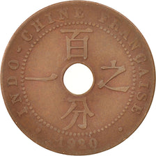 FRENCH INDO-CHINA, Cent, 1920, Paris, B+, Bronze, KM:12.1, Lecompte:80