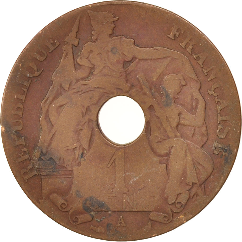 FRENCH INDO-CHINA, Cent, 1920, Paris, B+, Bronze, KM:12.1, Lecompte:80