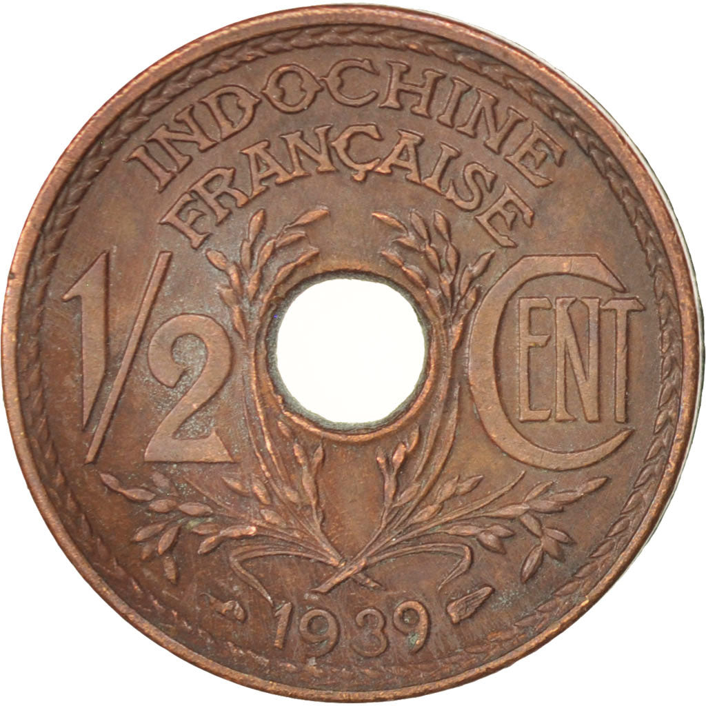 Coin, FRENCH INDO-CHINA, 1/2 Cent, 1939, Paris, EF(40-45), Bronze, KM:20