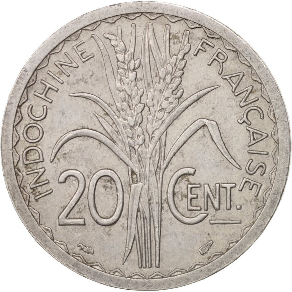 Munten, FRANS INDO-CHINA, 20 Cents, 1945, Paris, ZF+, Aluminium, KM:29.1