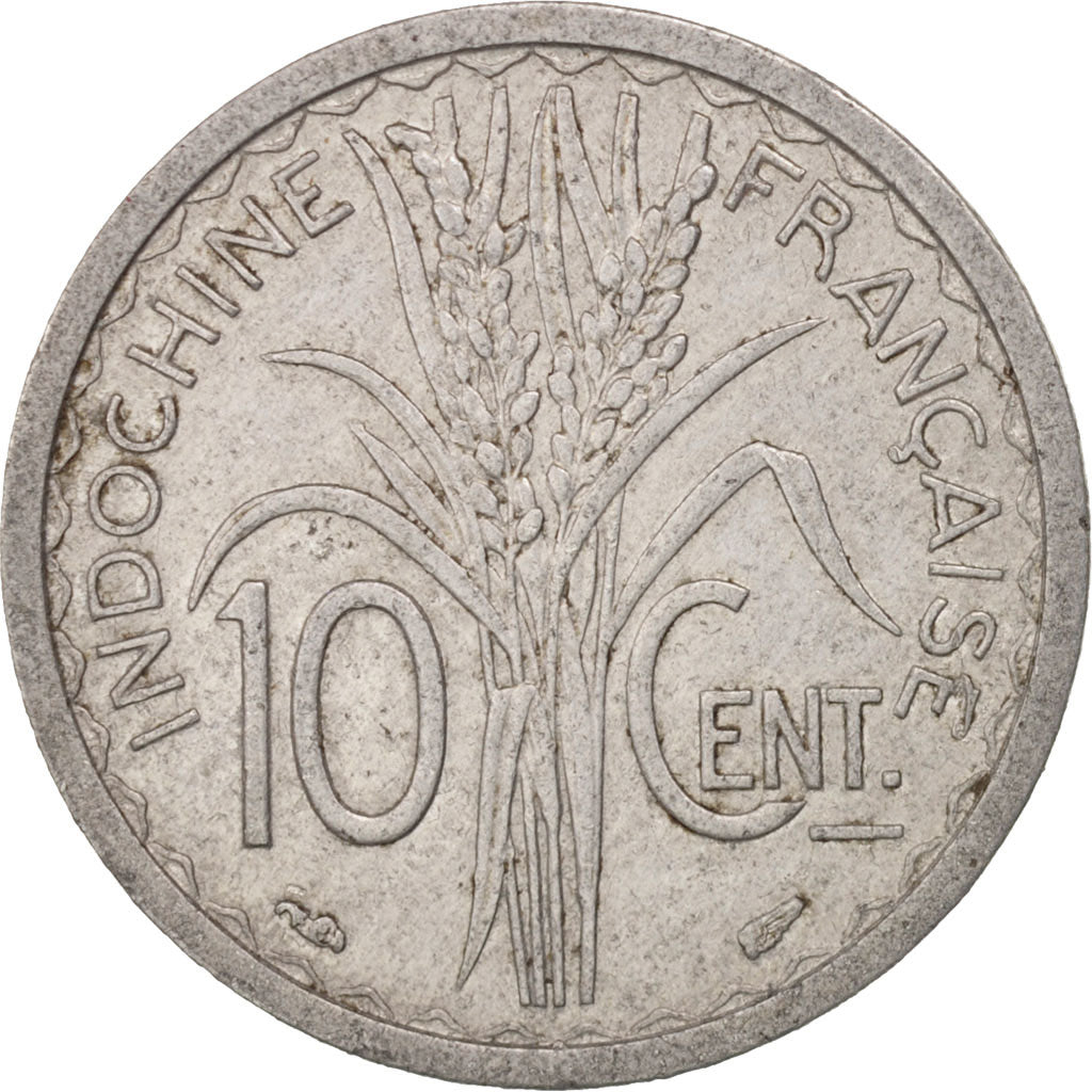 INDOCINA FRANCESE, 10 Cents, 1945, Paris, BB+, Alluminio, KM:28.1