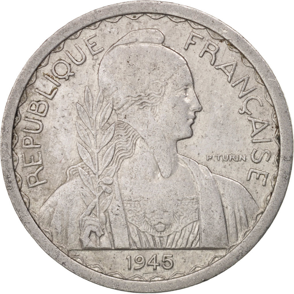 Münze, FRENCH INDO-CHINA, 10 Cents, 1945, Paris, SS+, Aluminium, KM:28.1