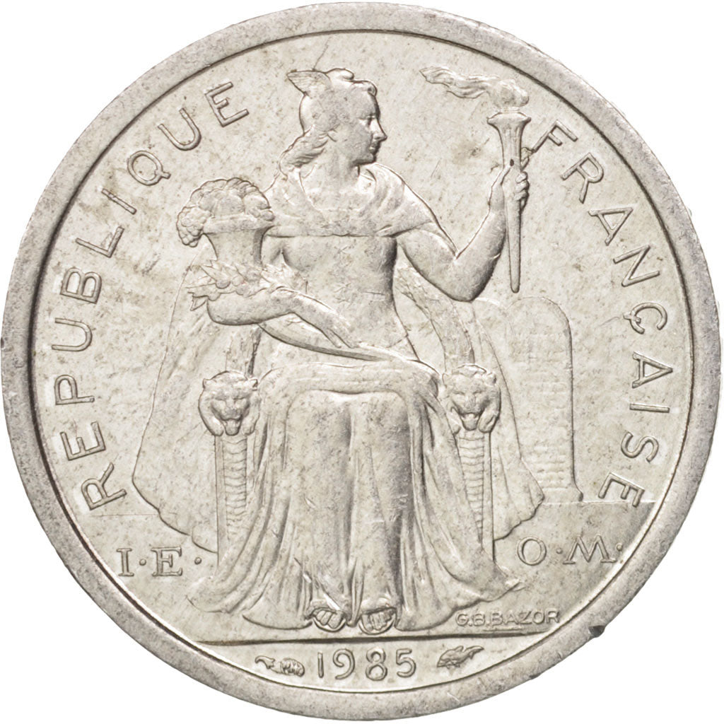 French Polynesia, Franc, 1985, Paris, AU(50-53), Aluminum, KM:11