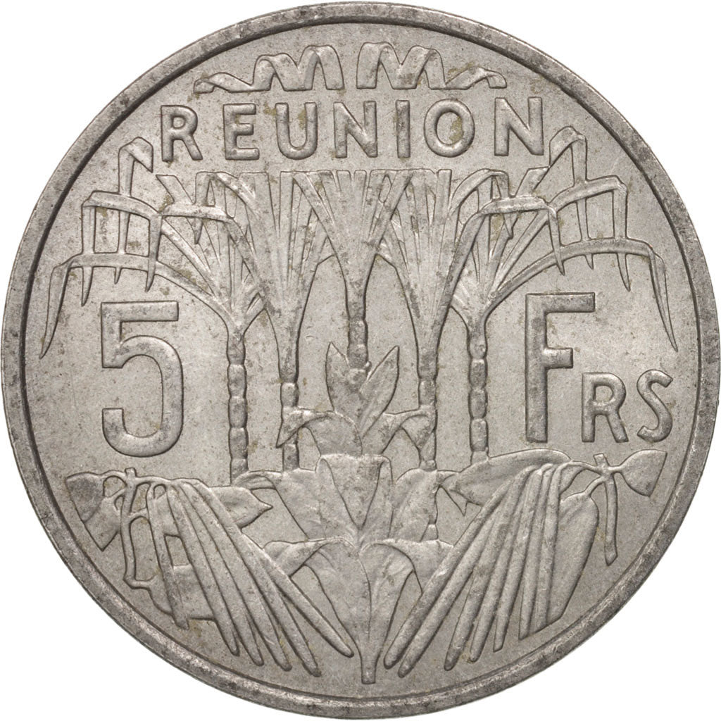 Réunion, 5 Francs, 1955, Paris, AU(55-58), Aluminum, KM:9