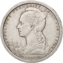 French West Africa, Franc, 1955, Paris, AU(50-53), Aluminum, KM:3