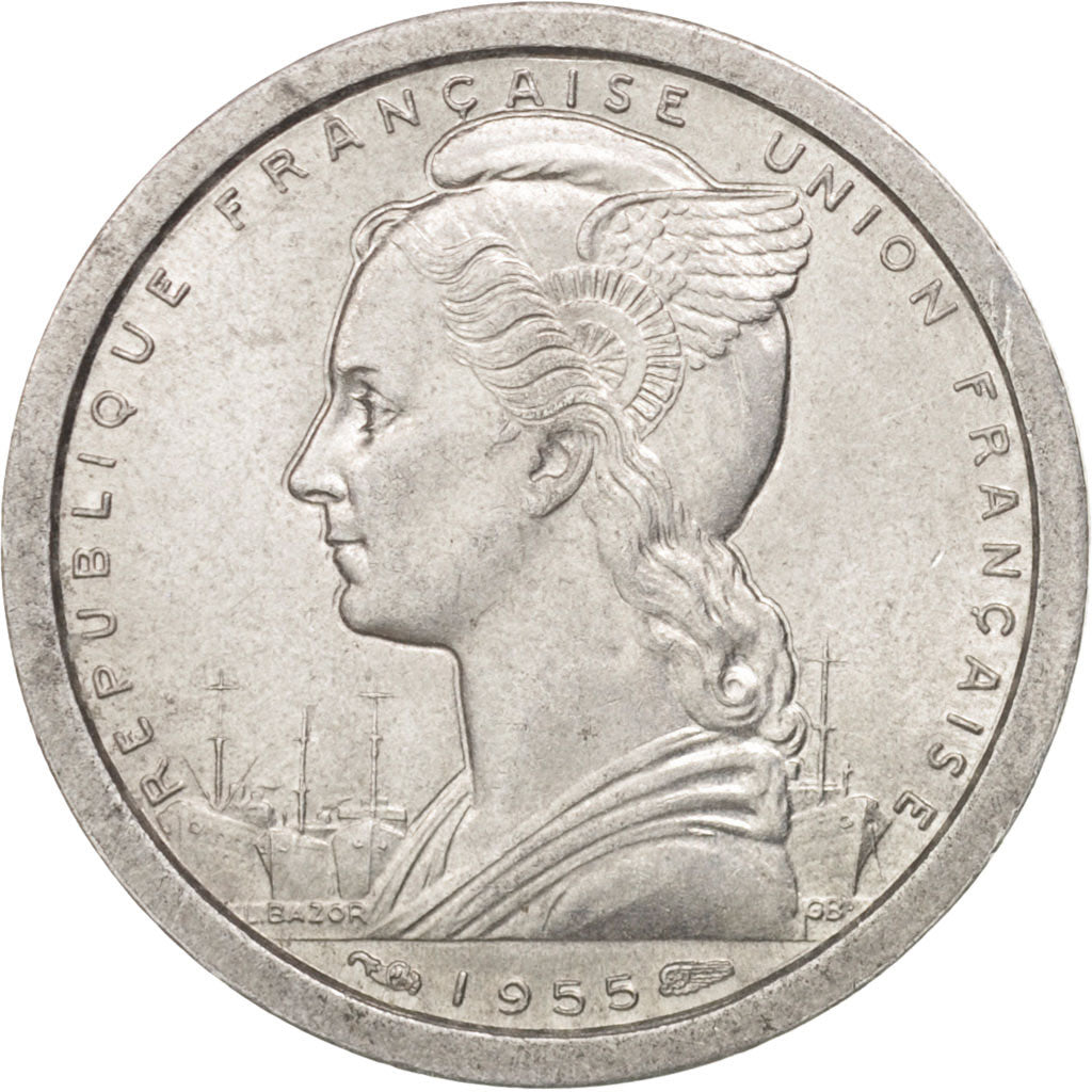 French West Africa, Franc, 1955, Paris, AU(55-58), Aluminum, KM:3