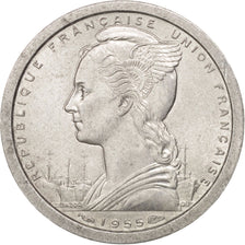 French West Africa, Franc, 1955, Paris, AU(55-58), Aluminum, KM:3