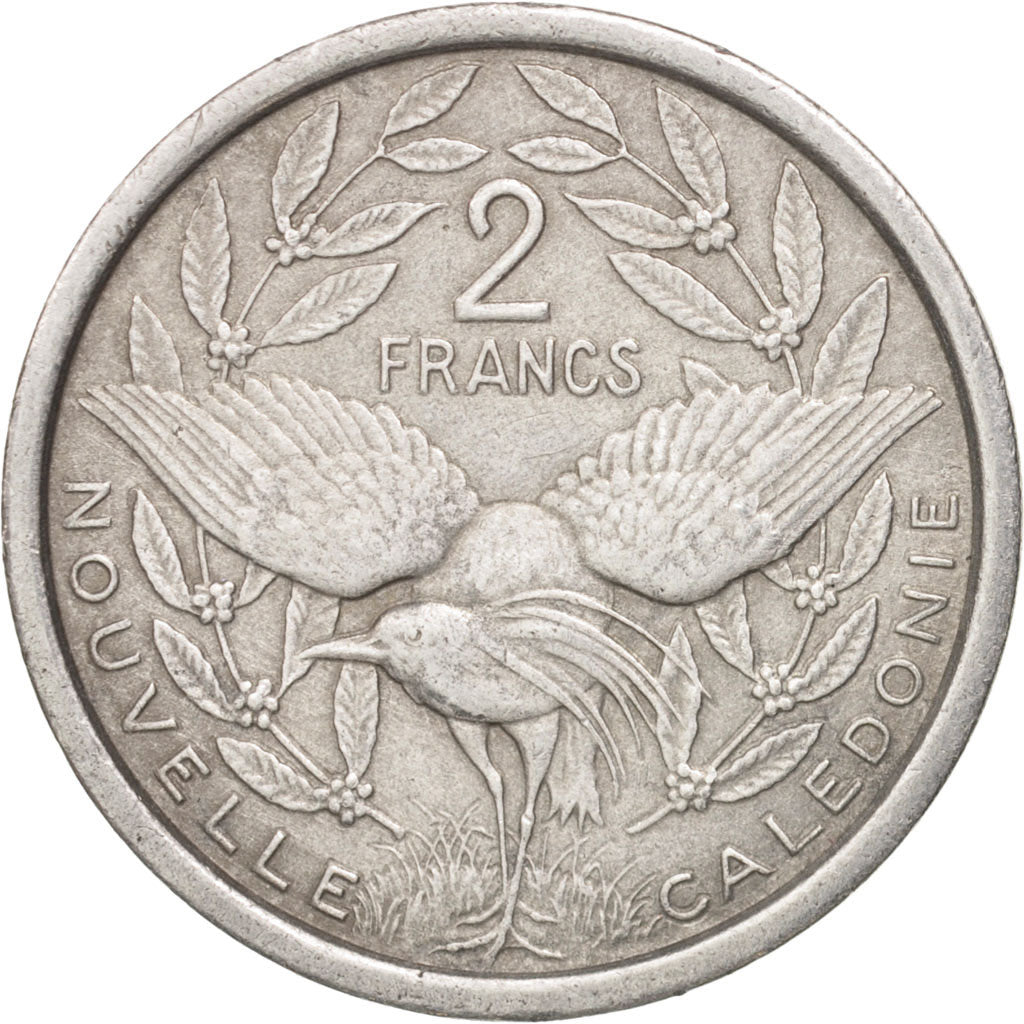 New Caledonia, 2 Francs, 1971, Paris, AU(50-53), Aluminum, KM:9