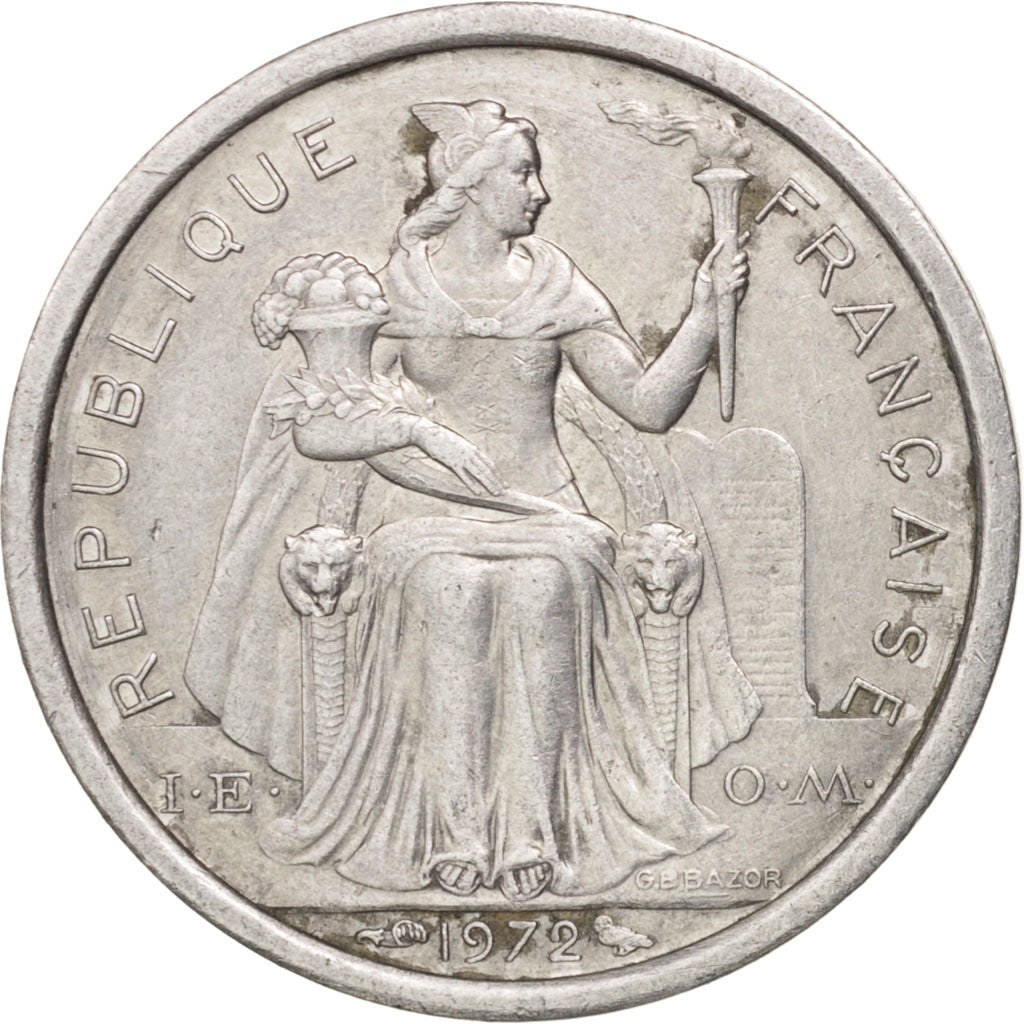 New Caledonia, Franc, 1972, Paris, AU(55-58), Aluminum, KM:10