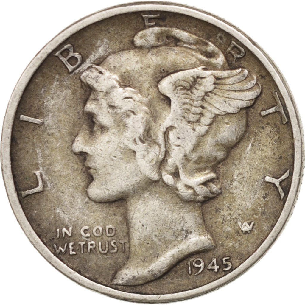 United States, Mercury Dime, Dime, 1945, U.S. Mint, Philadelphia, EF(40-45)