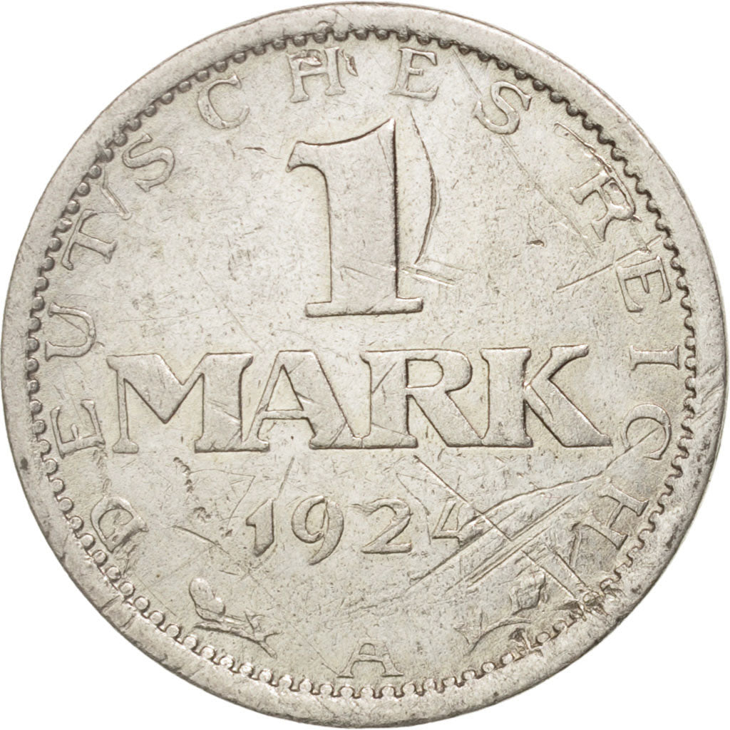 GERMANY, WEIMAR REPUBLIC, Mark, 1924, Berlin, VF(20-25), Silver, KM:42