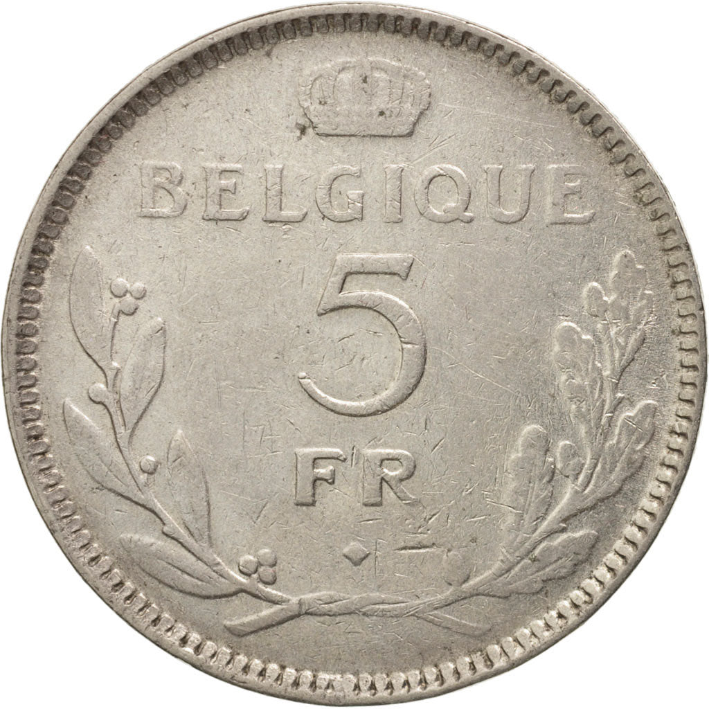 Coin, Belgium, 5 Francs, 5 Frank, 1937, VF(20-25), Nickel, KM:108