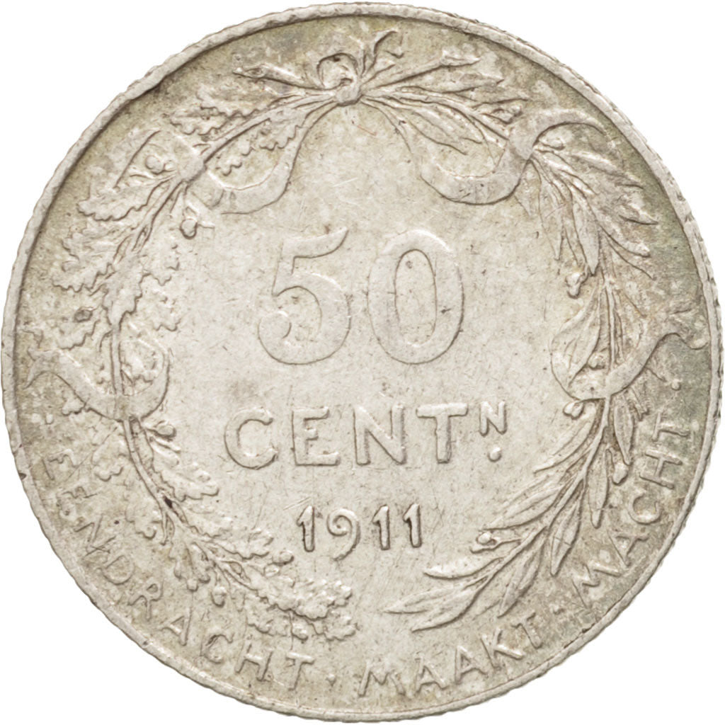 Belgium, 50 Centimes, 1911, AU(50-53), Silver, KM:71