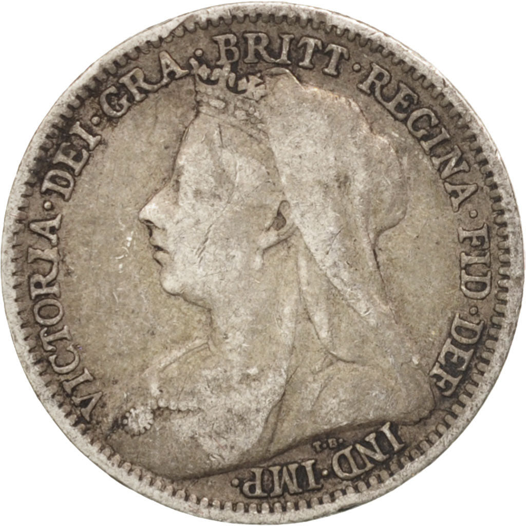 Great Britain, Victoria, 3 Pence, 1900, VF(20-25), Silver, KM:777